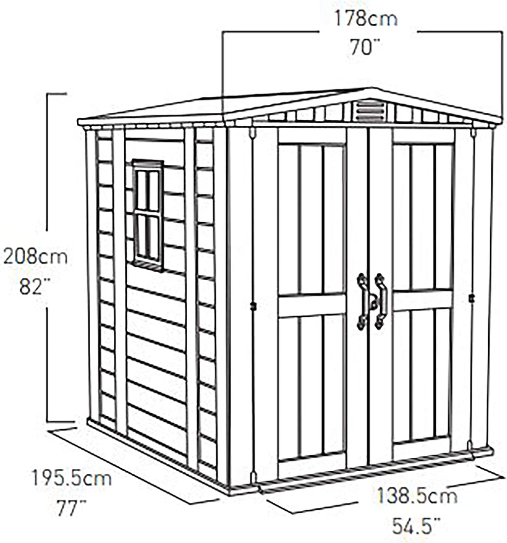 Keter Factor 6 x 6ft Double Door Outdoor Apex Plastic Garden Shed