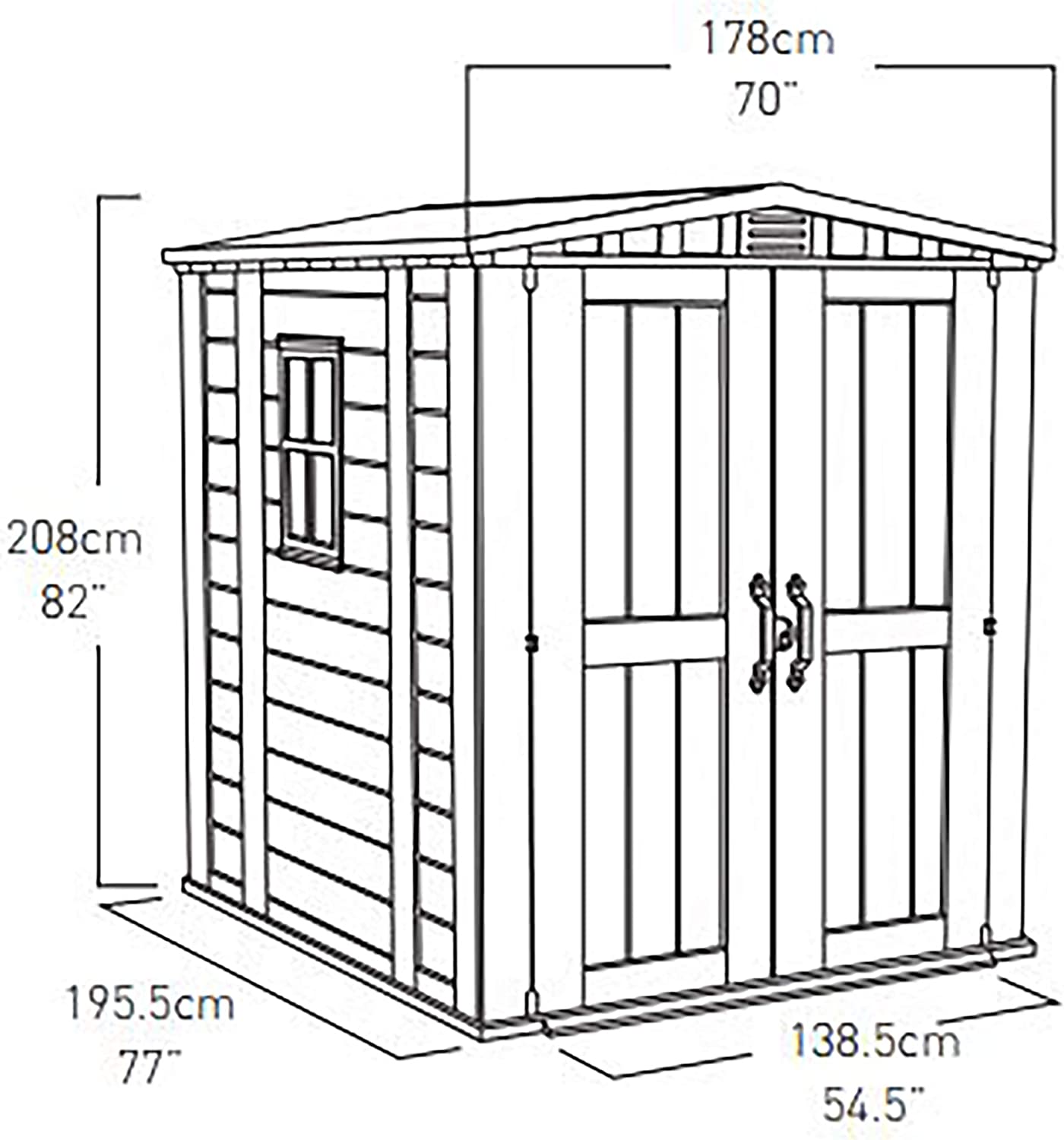 Keter Factor 6 x 6ft Double Door Outdoor Apex Plastic Garden Shed